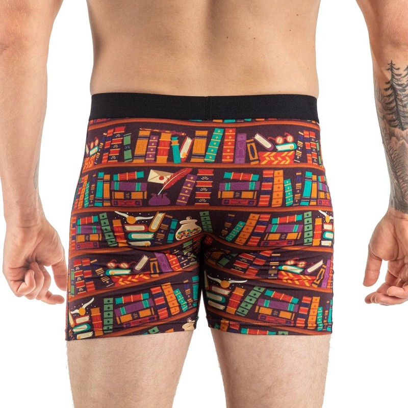 Good Luck Undies Men's Library Books Boxer Brief Underwear, Large