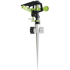 AMES Adjustable Pulsating Spike Sprinkler for Lawn, Garden or Yard, 360 Degree Rotation Up to 34 Feet, Arc and Distance Control, Easy Hose Connection