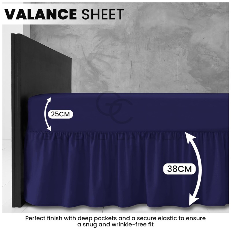 Plain Poly Cotton Frilled Valance Fitted Sheets, Easy Care Fitted