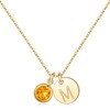 Hidepoo Initial Birthstone Necklace for Women, Tiny Disc Initial M