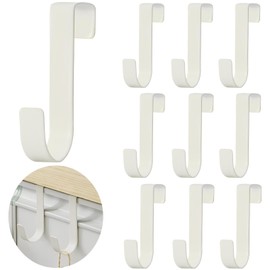 fogman Hooks, Door Hooks, Door Hangers, Camel Hooks, Entryway, Kitchen, Kitchen, Set of 10 (White)