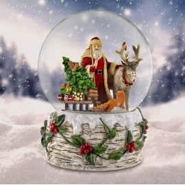 San Francisco Music Box 120MM Musical Santa w/ Reindeer Snow Globe by San Francisco Music Box Company