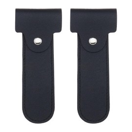 VGOL 2PCS PU Leather Razor Case Portable Shaving Pouch Holder Double Edge Safety Razor Protective Case Cover for Travel Business Trip 14x5.5cm Black