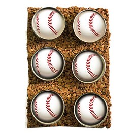 Set of 6 Baseball Decorative Pushpins for Kitchen Corkboards and Bulletin Boards Handmade Home Decor Thumbtacks