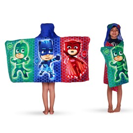 Franco Kids Bath and Beach Super Soft Cotton Hooded Towel Wrap, 24 in x 50 in, PJ Masks