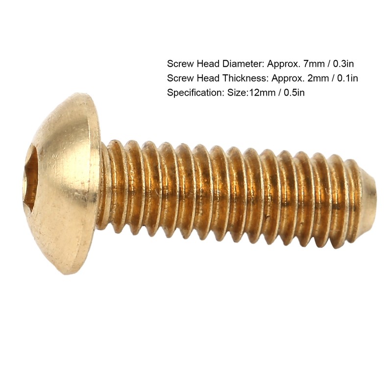 50Pcs Hex Socket Screws Half Round Head Pure Copper Hardware