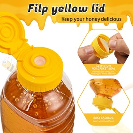 PPXHFV 24 Pack Honey Bottle, Honey Bottles Squeeze 16 oz,With LeakProof Flip-Top Caps,Refillable Honey Plastic Jars,Plastic Honey JarsFor Storing And Dispensing.