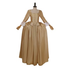 CosplayDiy Musical Hamilton Disfraz de cosplay Angélica Peggy Eliza Schuyler - Vestido colonial para niñas, vestido de albaricoque, XS