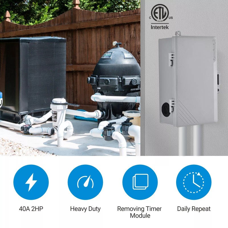 DEWENWILS Pool Pump Timer Outdoor Timer Box, Heavy Duty 24Hr