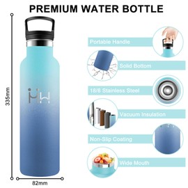 Thermos Flask, Water Bottle, 1 Litre, BPA-Free, Stainless Steel Drinking Bottle with Straw, Insulated Flask, Double-Walled, Adult Drinking Bottle, Bottle for Hiking, Camping, Fitness, Yoga, Travel