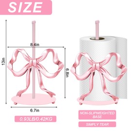 JarThenaAMCS Trendy Bow Paper Towel Holder Cute Pink Bow Knot Kitchen Decor Accessories Large Metal Towel Holder Stand for Coquette Home Party Bathroom Countertop