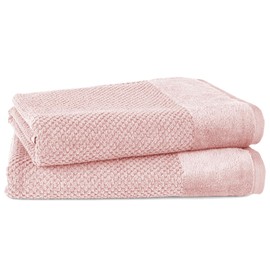 Pure Label 2-TLG. Badetücher Set mit Anhängeschlaufe aus 100% Baumwolle, saugstark, weich und Oeko-TEX Zertifiziert - 2 Badetücher aus Baumwolle 70x140 cm, Rosa