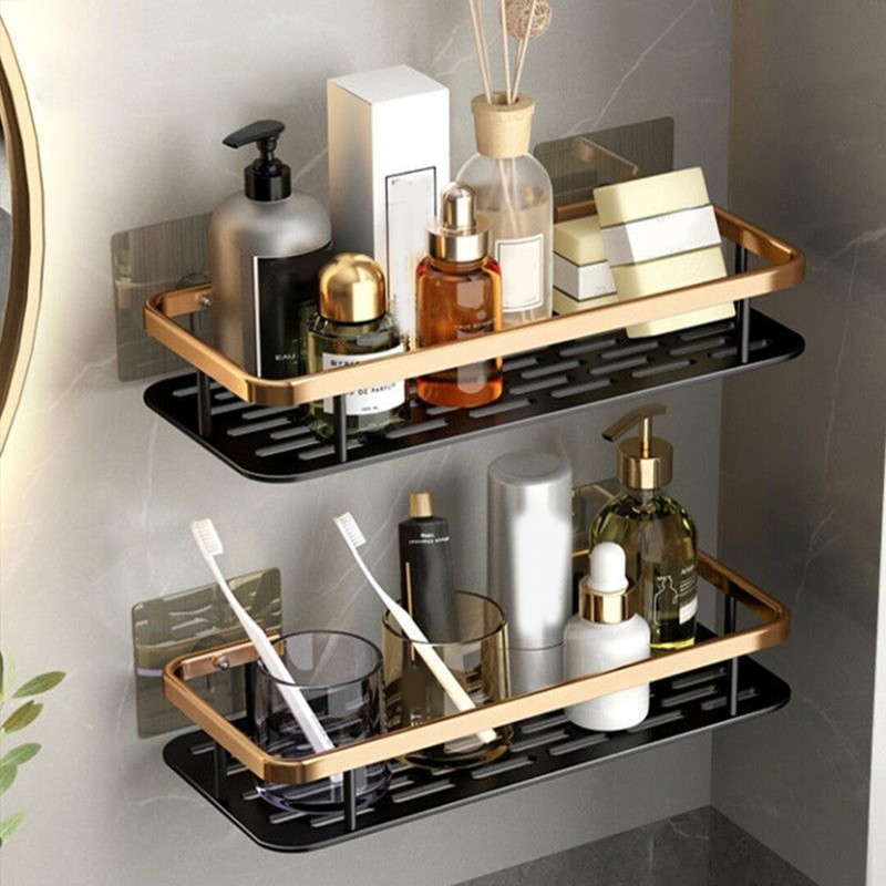 Shower Storage Rack 3 Layers Punch Free Rectangle Aluminum Shower