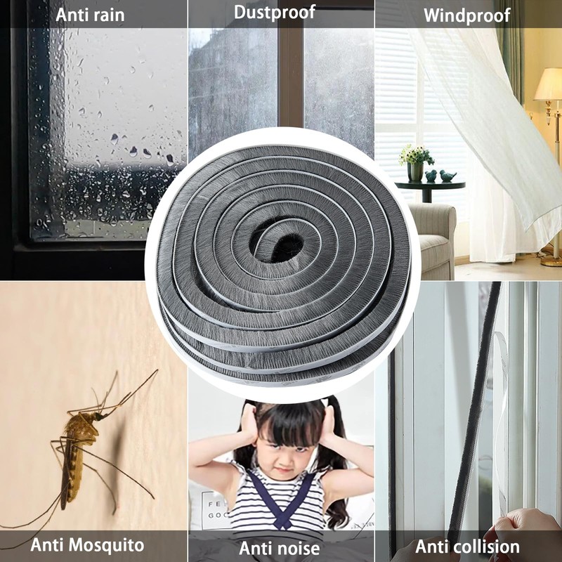 QIEOTE 33 Ft Gray Self-Adhesive Soundproofing Weather Stripping for Doors
