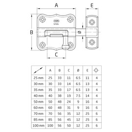 Amig - Overlap Pin | 60 x 48 mm | Ideal on Wooden Passage Doors | Latch for Bathroom, Bedroom or Office | Security Lock | Varnished Brass Steel