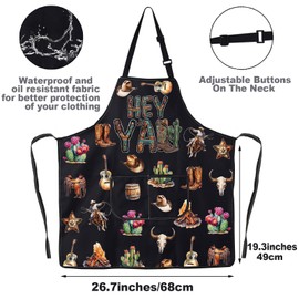 JNIAP West Cowboy Kitchen Apron Cowboy Rodeo Apron Cowgirl Kitchen Apron Western Themed Apron Western Desert Cowboy Apron (HEY YA)