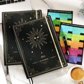 2024-2025 Planner - Large 2024-2025 Weekly Monthly Planner, 8.5" x 11", July 2024 - June 2025, Leather Cover Planner 2024-2025 with Thick Paper, Back Pocket, Box and Notes Pages - The Sun