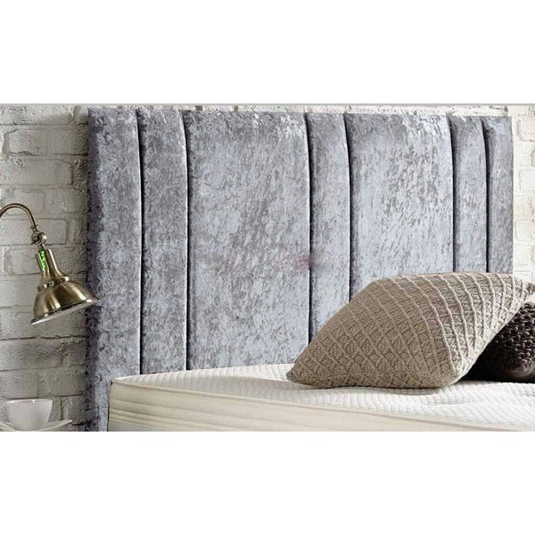 Serenity Headboad Headboard Divan Bed Luxury Crushed Velvet Padded Fabric Nice Bedroom (Grey, Double 4 FEET 6 INCHES, Height 20 INCHES)