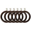 Wooden Curtain Pole Rings Pack of 6 Walnut Effect