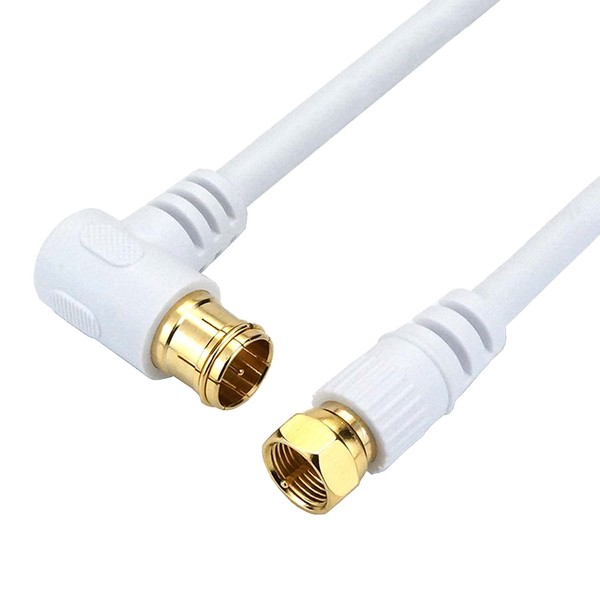 HORIC HAT30-921LS Antenna Cable, S-4C-FB Coaxial, 9.8 ft (3 m), Compatible with 4K/8K Broadcasting (3,224 MHz)/BS/CS/Terrestrial Digital/CATV, White, L-Shaped Plug-In Type/Screw Type Connector