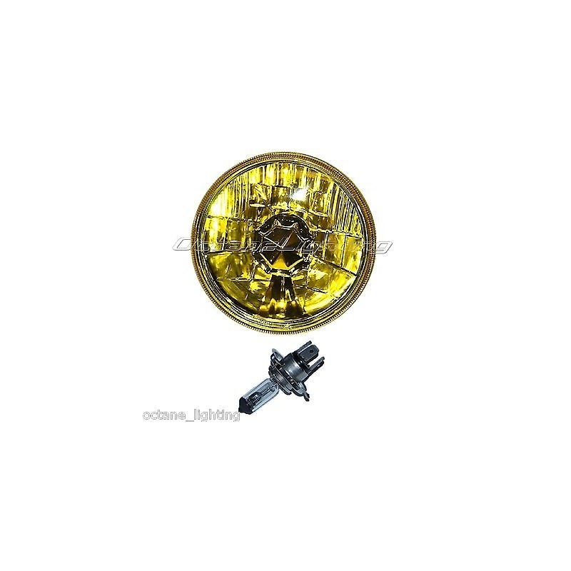 Octane Lighting 5-3/4" Halogen Amber Yellow Glass Headlight Fog Light