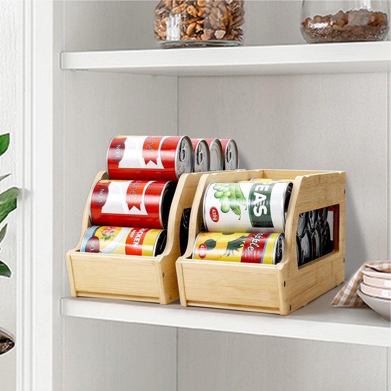 Yumkfoi Bamboo Can Organizers and Storage for Pantry, Soda Can