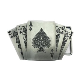 Royal Flush Belt Buckle for Men Poker Cards Belt Buckle, Straight Flush Belt Buckle Playing Cards Belt Buckle Lucky Royal Flush Belt Buckle Men’s Ace Spade Poker Belt Buckle Jewelry