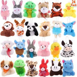 ASONA 24Pcs Mini Stuffed Animal and Plush Toy, Bulk Stuffed Animals Party Favors for Kids, Small Animals Plush Keychain Decoration, Party Favors Goodie Bag Stuffers Valentines Day Gifts for Kids