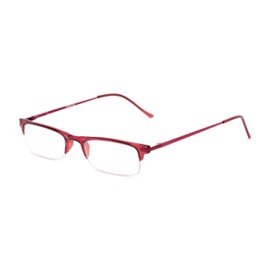 Readers.com Reading Glasses: The Bishop Reader, Metal Browline Style for Men and Women - Red, 2.00