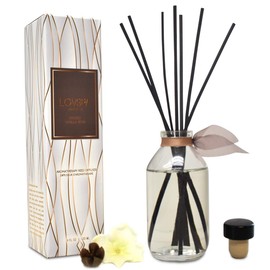 LOVSPA Reed Diffuser Set, Smoked Vanilla Scented Oil Diffuser with Sticks, Home Fragrance Accessories for Bathroom Shelf Decor, Aroma Diffusers for Home or Office Fall Decor, USA Made