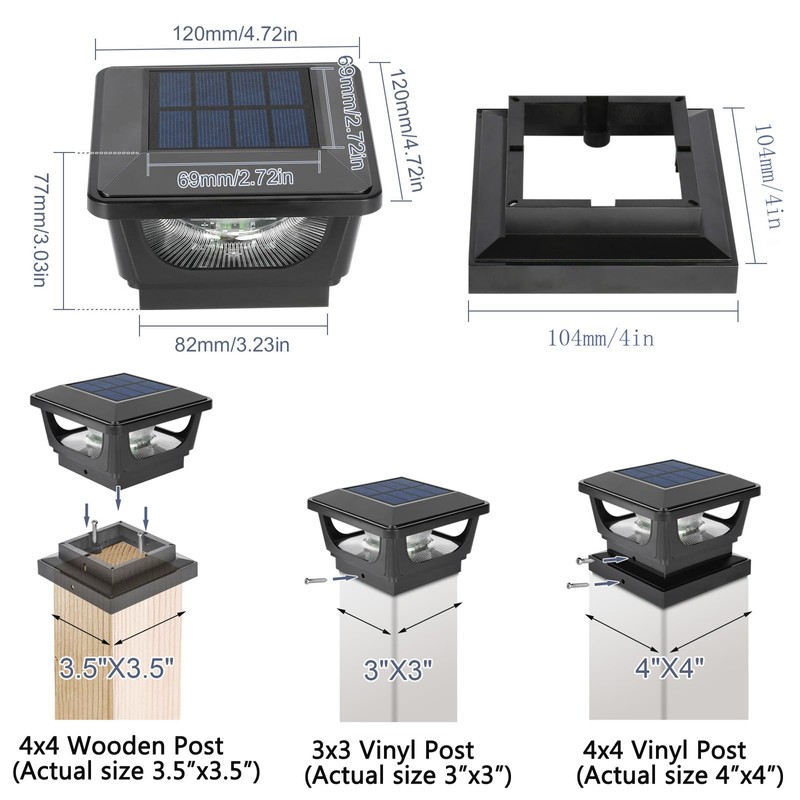 Sumaote Solar Post Lights, 6000K Cold White Solar Post Cap
