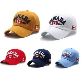 Canada Unisex Baseball Cap - 100% Cotton - Maple Leaf Embroidered - Adjustable - Sports and Leisure Cap for Men and Women, White, 56, White, M