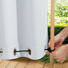 NICETOWN 2 Panels Greyish White Privacy Outdoor Curtains for Patio, Waterproof Thermal Insulated Grommet & Back Tab on Top and Bottom Windproof Drapes with Fixed Rope for Porch, W52 x L108