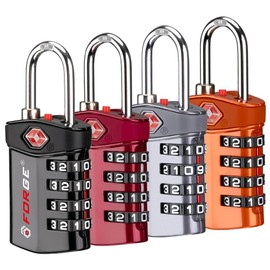Forge 4-Digit Combination Lock, TSA Approved Locks for Luggage, Travel, Gym, School, Suitcase, Backpack, Pelican case, Easy Read dials, zinc Alloy Body.