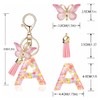 LUTAKU Keyring Girl Keyring with Initial Letters Pink Key Ring