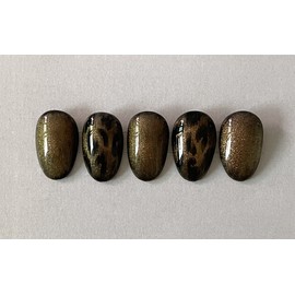 ⭐️ [Gold Leopard Nail Tip] Parts can be added ⭐️ - Long Oval / ⭐️ [골드 레오파드 네일팁]  파츠추가 가능 ⭐️ - 롱오발