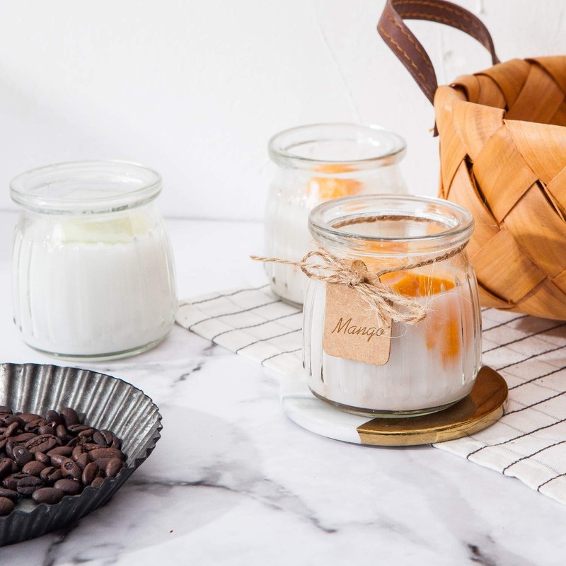 Encheng Glass Jars, 7 oz Glass Yogurt Jars With Lids(PE),Replacement