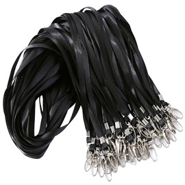 ROSSHINE 50pcs Black Lanyards for Neck, Nylon Neck Strap Lanyard for Keys ID Cards Name Tags Badge Holders with Swivel Hook Ideal for Staff Student Doctors Visitors