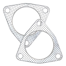 YGQ 3" Exhaust Gaskets Exhaust Gasket 3 Bolt 3" Muffler Flange Manifold High Temperature with Fire Ring Replacement 2 Pack