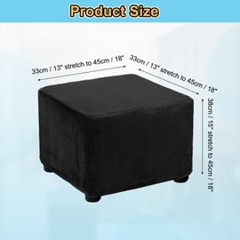 sourcing map Square Foot Stool Cover Footrest Slipcover with Elastic Band Stretch Furniture Protector for Living Room Bedroom Fit Length 60-76cm/24-30inch, Dark Green