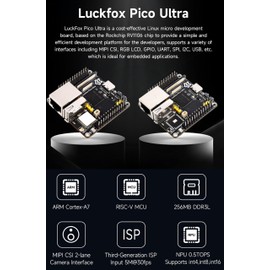 Luckfox Pico Ultra W RV1106G3 Linux Micro Development Board, Integrate ARM Cortex-A7/RISC-V MCU/NPU/ISP Processors, Input 5M @30fps, 0.5TOPS, Support int4, int8 and int16 (with WiFi, with 8GB EMMC)