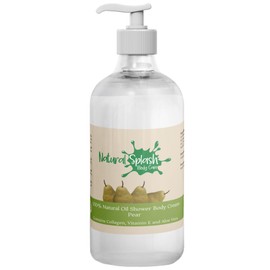 Natural Splash - Shower Body Cream - Pear with Shea Butter, Collagen, Vitamin E and Aloe Vera - Moisturizing, Nourishing, and Soothing Skin Care.