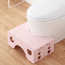 Foldable Toilet Stool, 7 inches Healthy Squatting Posture Poop Stool with Anti-Slip Feet by CHEAGO, Portable Travel Foot Stool for Toilet, Unique Folding Design Compact&Wide footrest