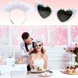 2 Pieces Bridal Hair Accessories, Bridal Party Sunglasses Accessories, Pearl Hair Band Decoration, Heart Sunglasses, Stag Night Women, Sun Protection, Travel, Decoration, Reunion