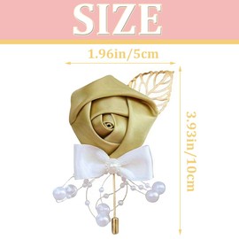 Soarlor 6pcs Elegant Wedding Bride and Groom Flower Corsage for Business, Parties and Holidays, Ideal Choice for Gifts （Golden）