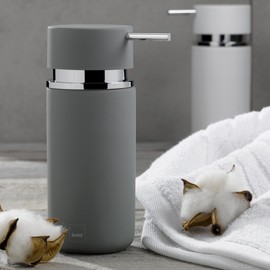 kela 20422 Soap Dispenser Ceramic Diameter 6.5 cm, 300 ml, 6.50 x 6.50 x 16,50 cm light grey