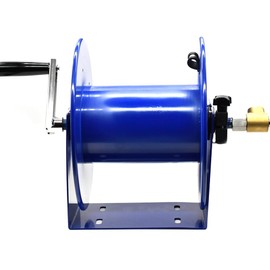 Interstate Pneumatics PW7191 Pressure Washer Manual Hose Reel Blue Powder Coated Steel - For 100ft X 3/8 Inch Hose (Hose Not Included)