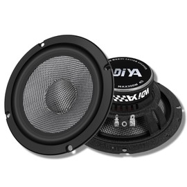 WDiYA Upgrade 6.5" Car Midrange Speakers, 300W Peak Power Carbon Fiber Cones, 4 Ohm Mid-Bass Stereo Audio – High Sensitivity, Shockproof Design (Pair)