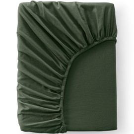 Lands' End 5oz Flannel Solid Fitted Sheet Fresh Evergreen Queen