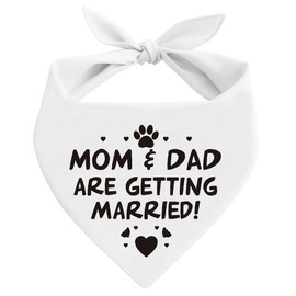 MOM and DAD are Getting Married Dog Bandana, Dog Wedding Bandana, Pet Kerchief for Small Medium Dogs, Beige Pet Kerchief, Gift for Dogs Lover, Pets Scarf Triangle